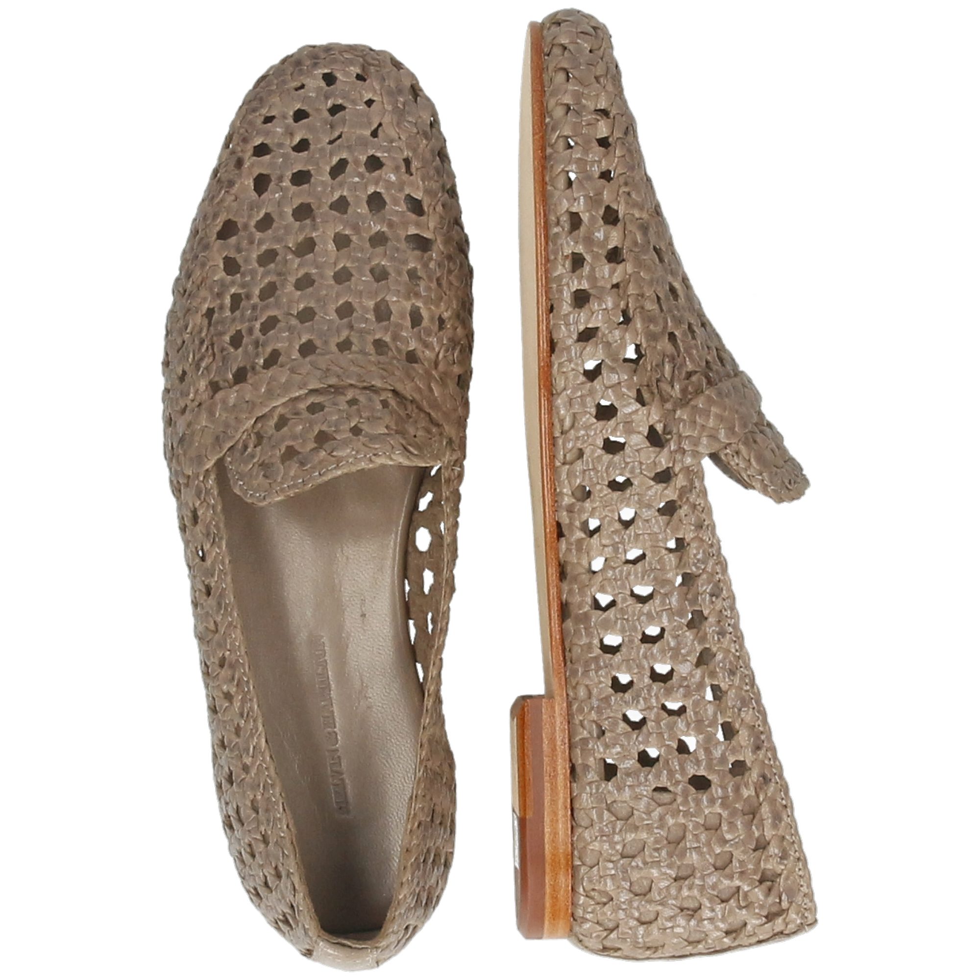 Melvin & Hamilton Tabea 1 Leder-Geflochtene Schuhe für Damen Loafer Block-Absatz, Echtes Leder, Von Hand geflochten