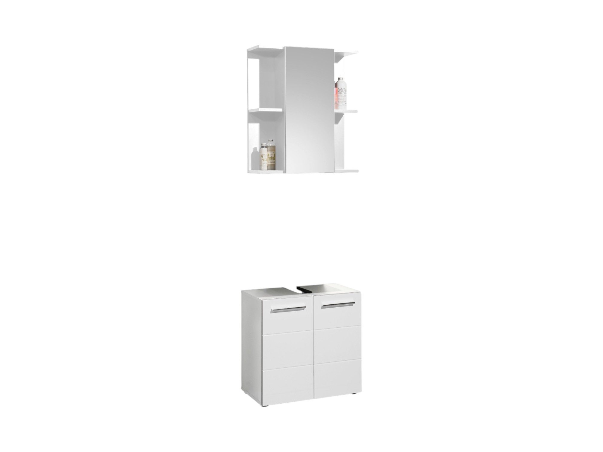 moebel-dich-auf Badezimmer-Set VALENCIA, (Waschbeckenunterschrank, Spiegelschrank, MDF-Fronten tiefgezogen, Korpus melaminbeschichtet)