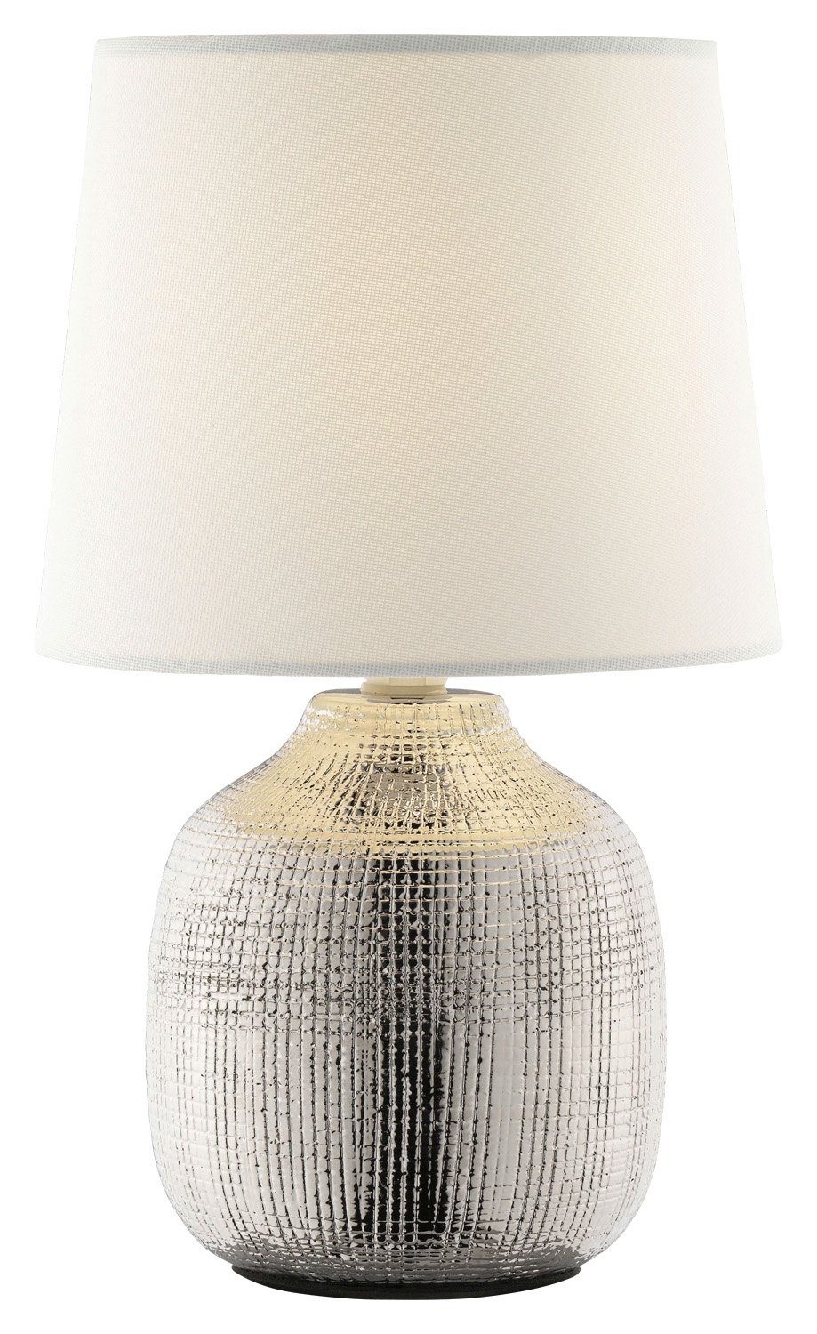 casa NOVA Tischlampe ohne Tischleuchte Weiß, 1-flammig, Stoffschirm, GLOW, 28,5 Leuchtmittel, Keramik, Silbergrau, Höhe cm
