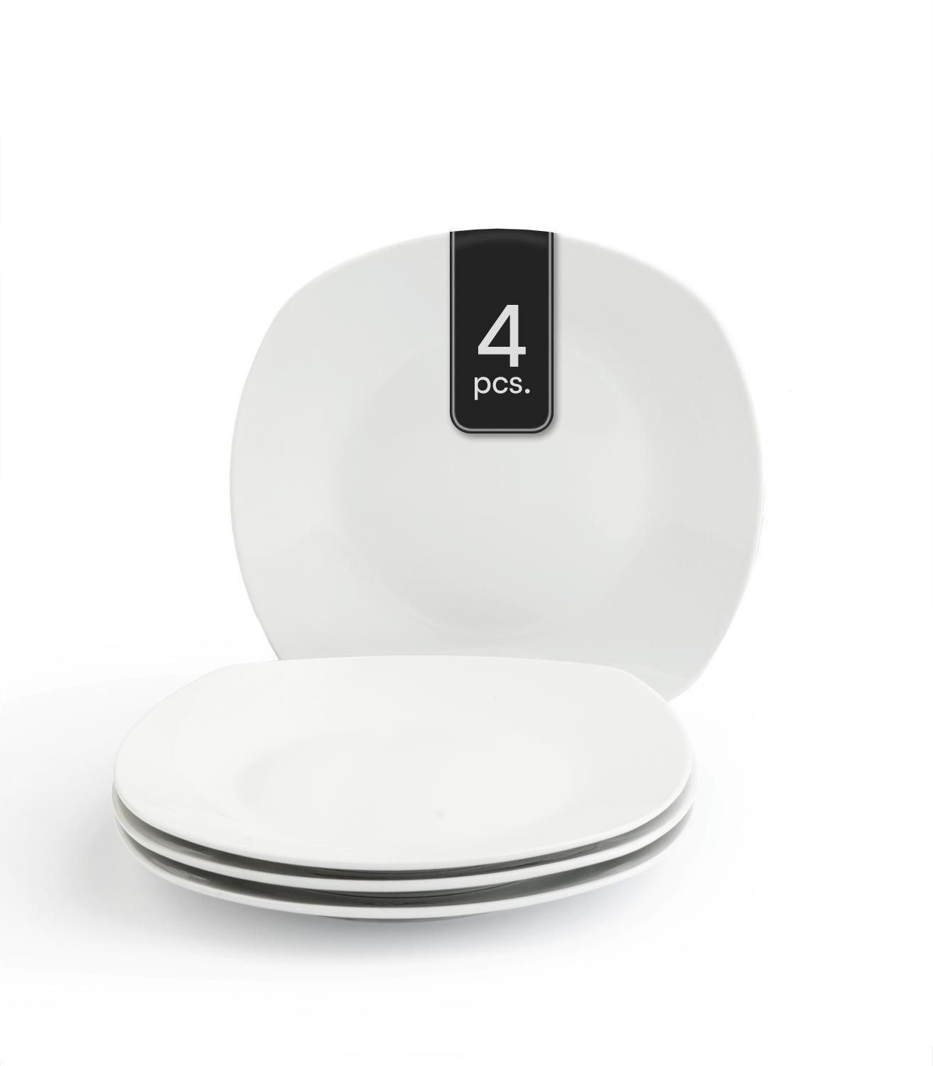 Home4You Dessertteller Weiß, B 19,5 cm x T 19,5 cm, Porzellan, (4 St)