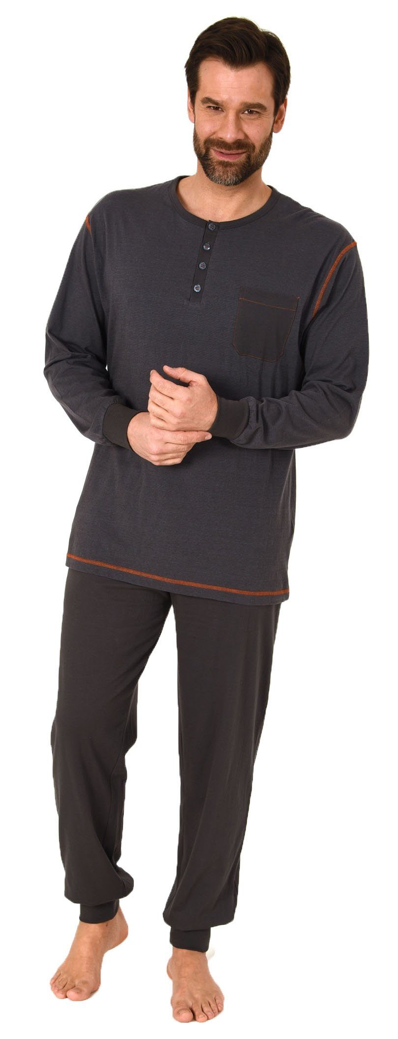 Normann Pyjama Herren Schlafanzug langarm mit Bündchen - 112 620