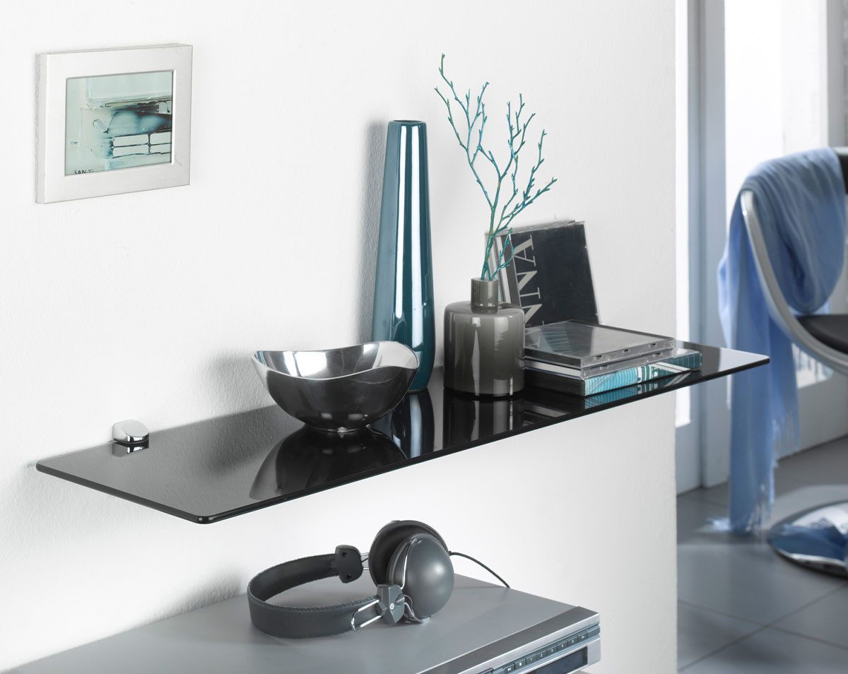 einfachgutemoebel Waschtisch-Set Glasregal aus Sicherheitsglas ESG rot 80cm, (Glasregal, 1-St., Glasregal)