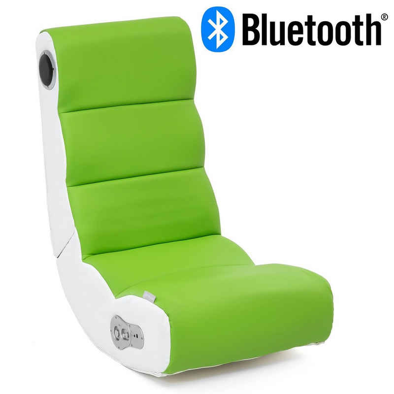 Wohnling Gaming Chair »WL8.018BT«, Soundchair in Weiß Lime mit Bluetooth Musiksessel mit eingebauten Lautsprechern Multimediasessel für Gamer 2.1 Soundsystem - Subwoofer Music Gaming Sessel Rocker Chair