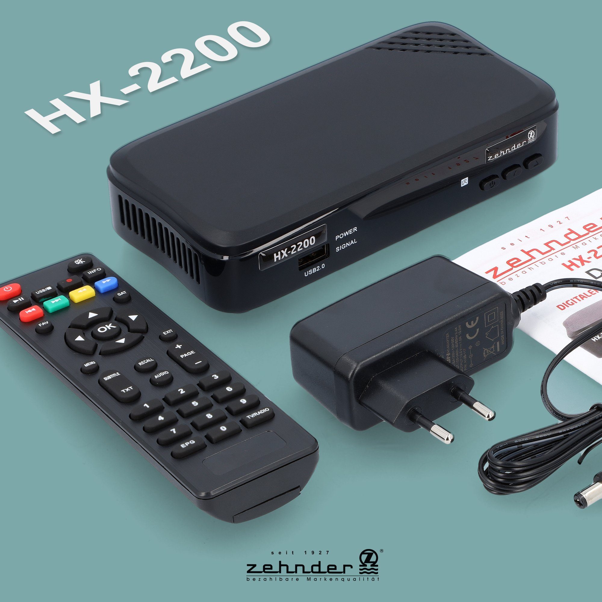 SAT-Receiver ready Coaxial, PVR 12V - SCART, Camping tauglich) HDMI, USB, Zehnder HX-2200 Einkabel (Aufnahmefunktion,