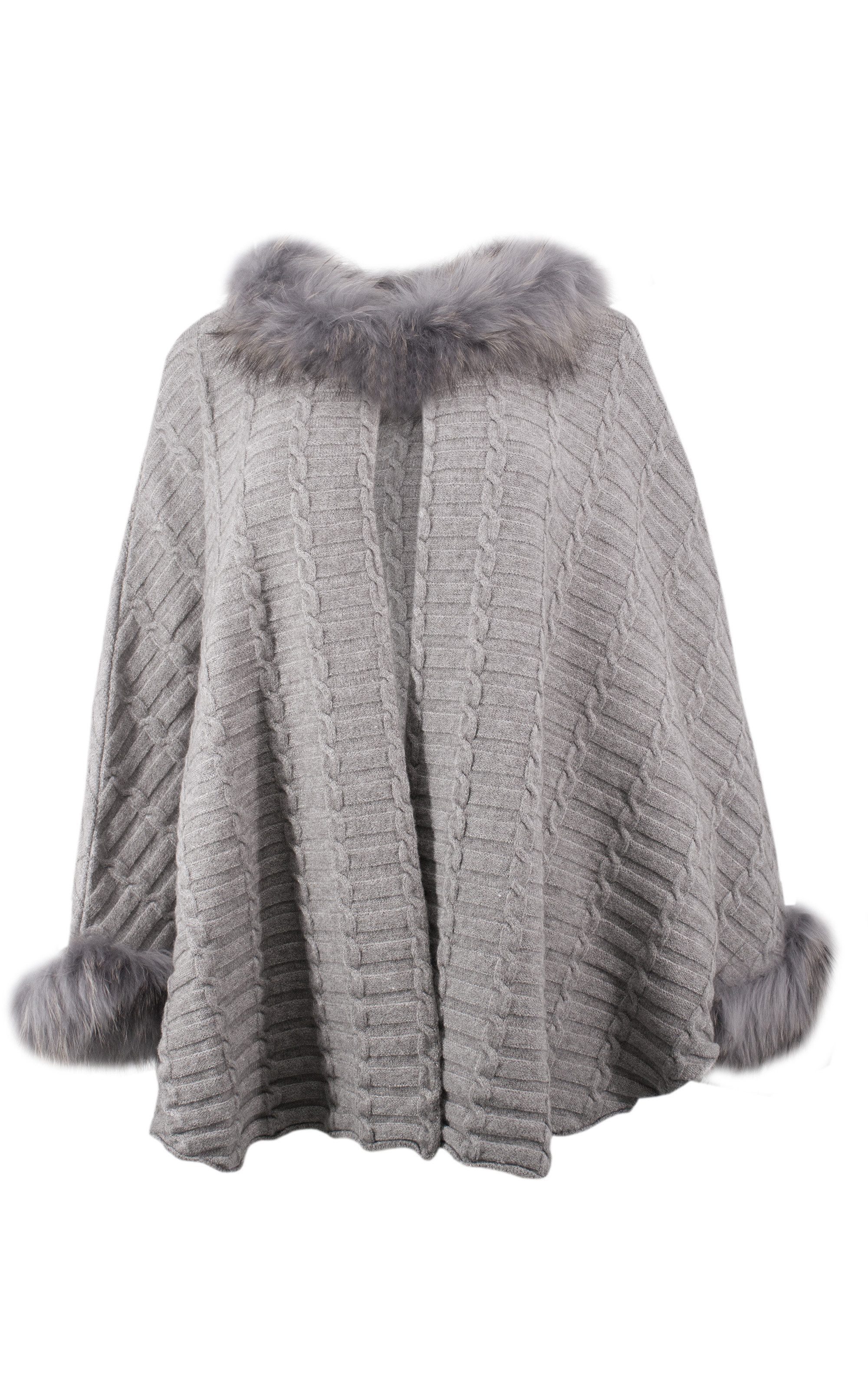 Passioni Poncho aus strukturiertem Strick mit günstig online kaufen