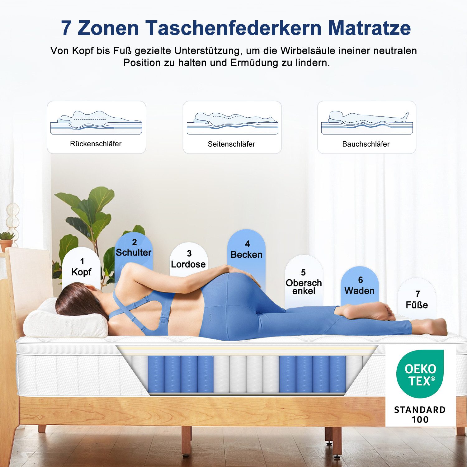 Taschenfederkernmatratze Matratze, 7 Zone Federkernmatratze Matratzen mit S günstig online kaufen