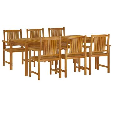 DOTMALL Garten-Essgruppe (7-tlg), (6x Stuhl, 1x Tisch Mit Sonnenschirmloch), Akazie geölt