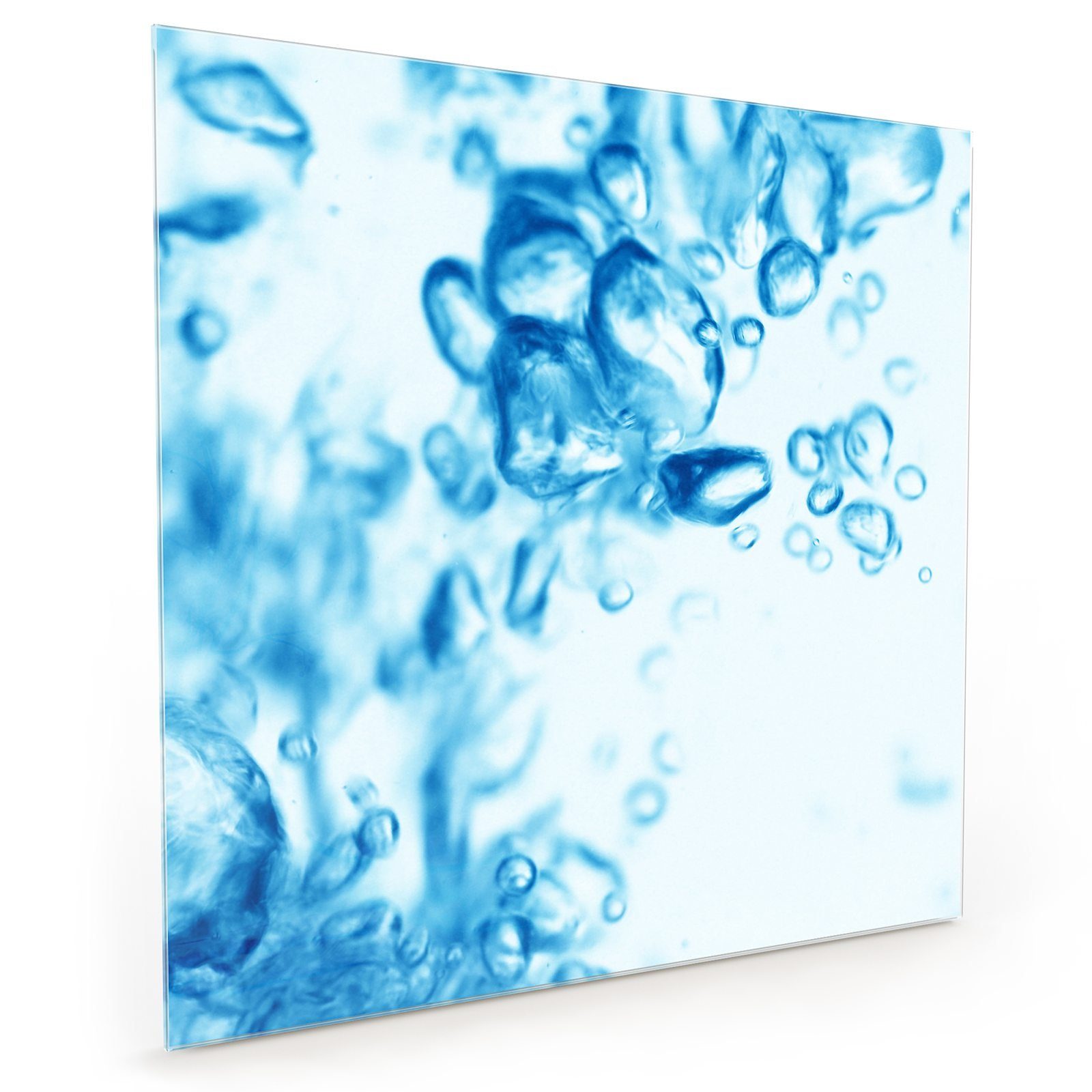 Blaue Primedeco Küchenrückwand Spritzschutz Blasen Glas Wasser
