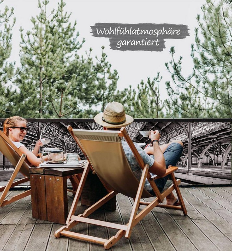 Thumbnail - MyMaxxi Sichtschutzelement Balkonbanner Bahnhof schwarz weiß Balkon Sichtschutz Garten, (Bambus grün)