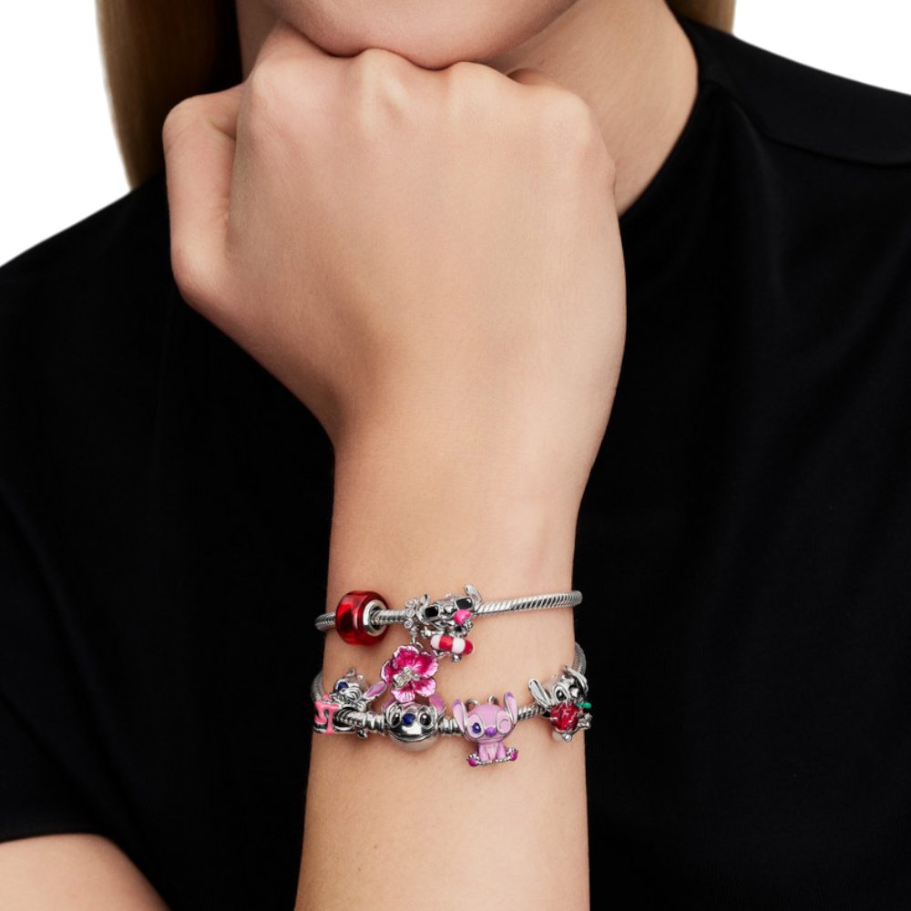 Pandora Charm Blume 794698C01, Hibiskusblüte, Zirkonia, Pink
