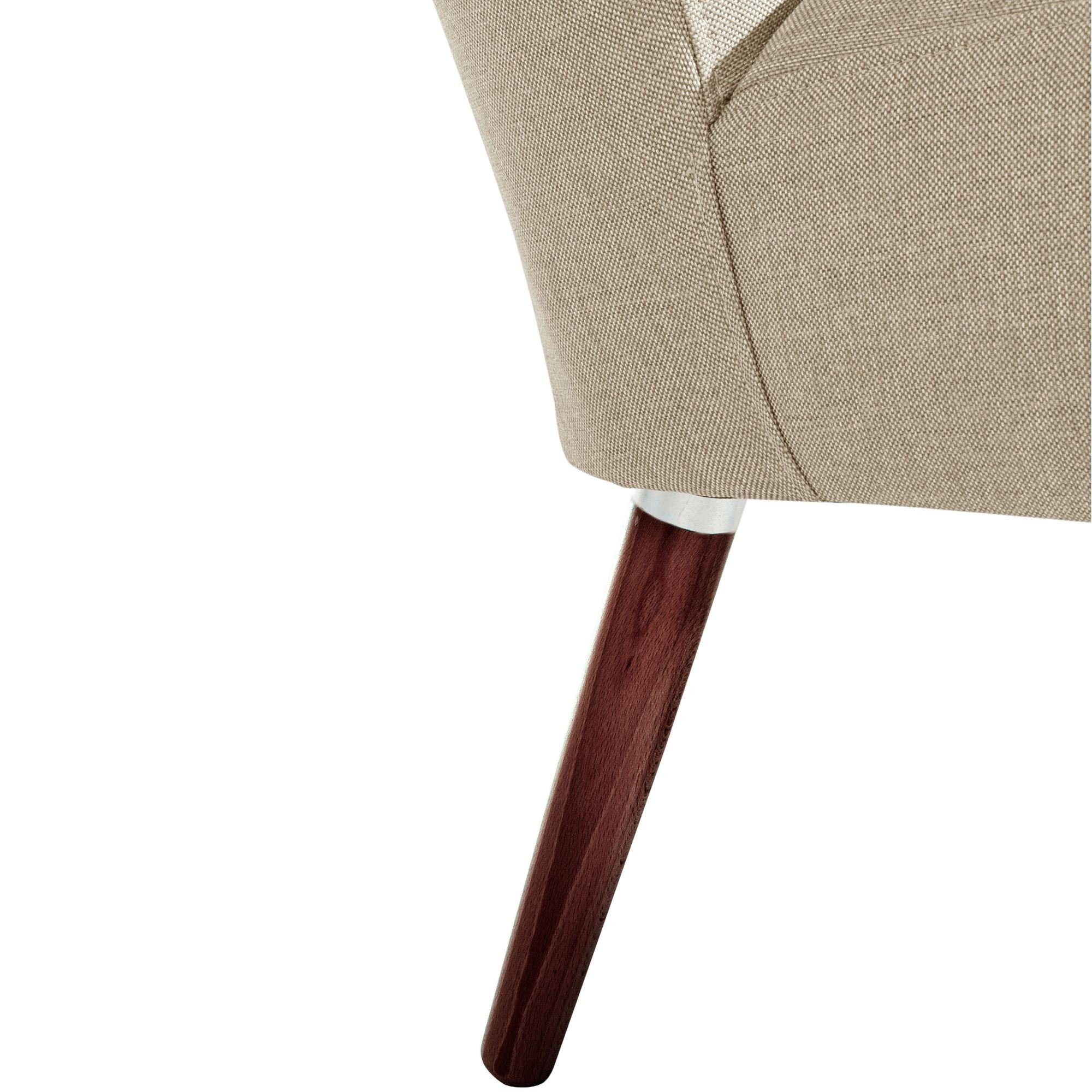 58 1-St), Kessel Kostenlosem / (Leinenoptik) Sessel Sessel Flachgewebe Buche nussbaum Sitz aufm (Sparpreis Bezug Versand, hochwertig inkl. dunkel verarbeitet,bequemer Kassi