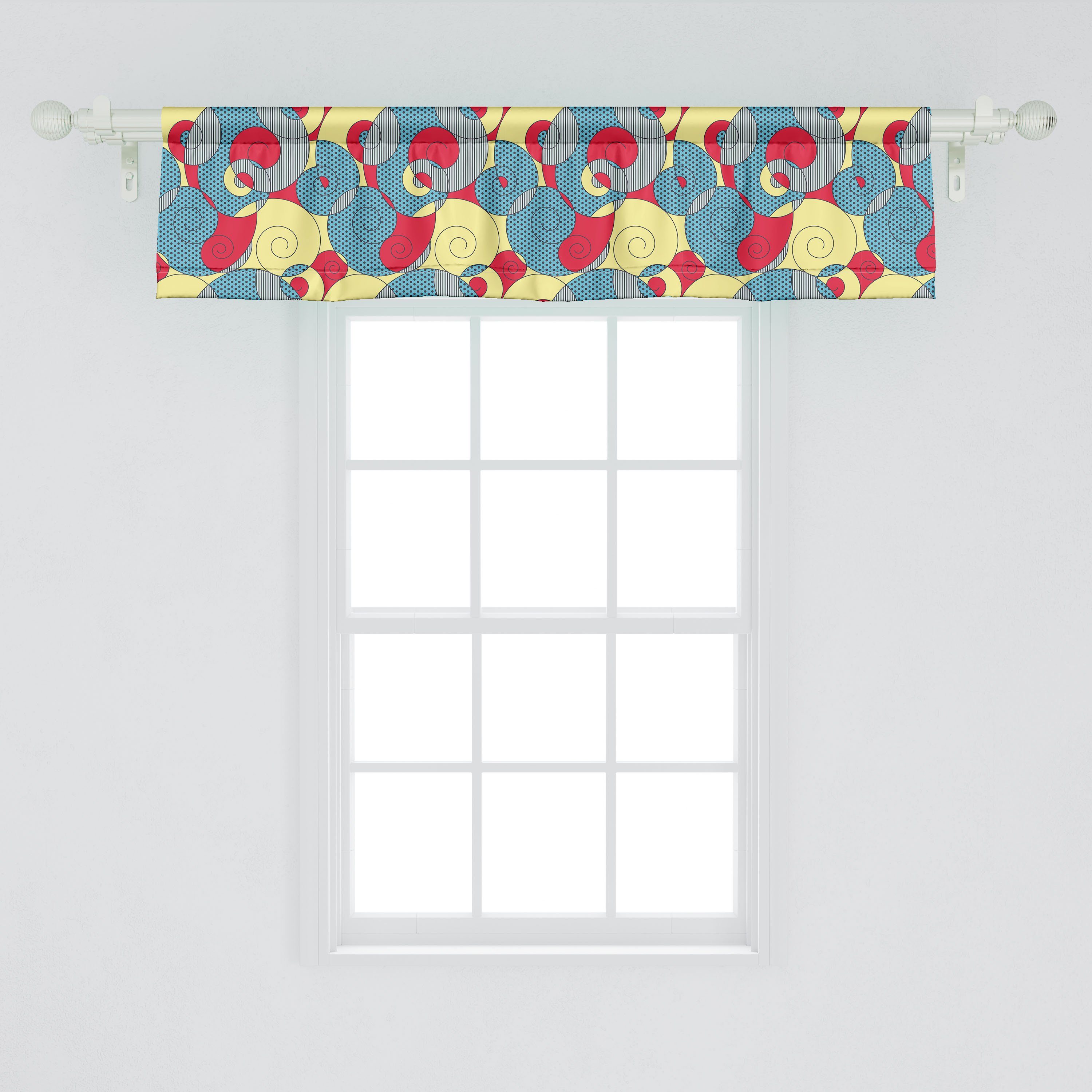 Küche Scheibengardine Kunst Volant Vorhang für mit Abstrakt Moderne Stangentasche, Dekor Microfaser, Schlafzimmer Abakuhaus, Spiralformen