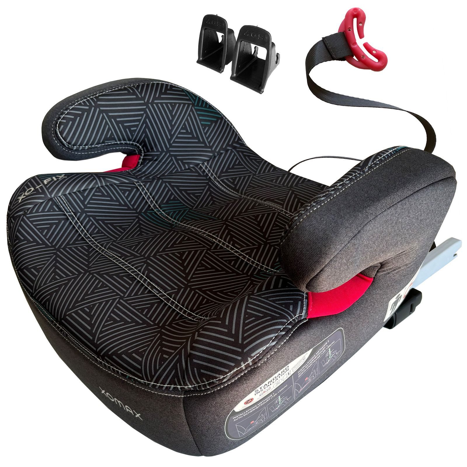 XOMAX Kindersitzerhöhung mit ISOFIX für 6 bis 12 Gruppe 2/3 mit Armlehnen ECE R129 Zeichen, ab: 6 Jahren, bis: 12 Jahren
