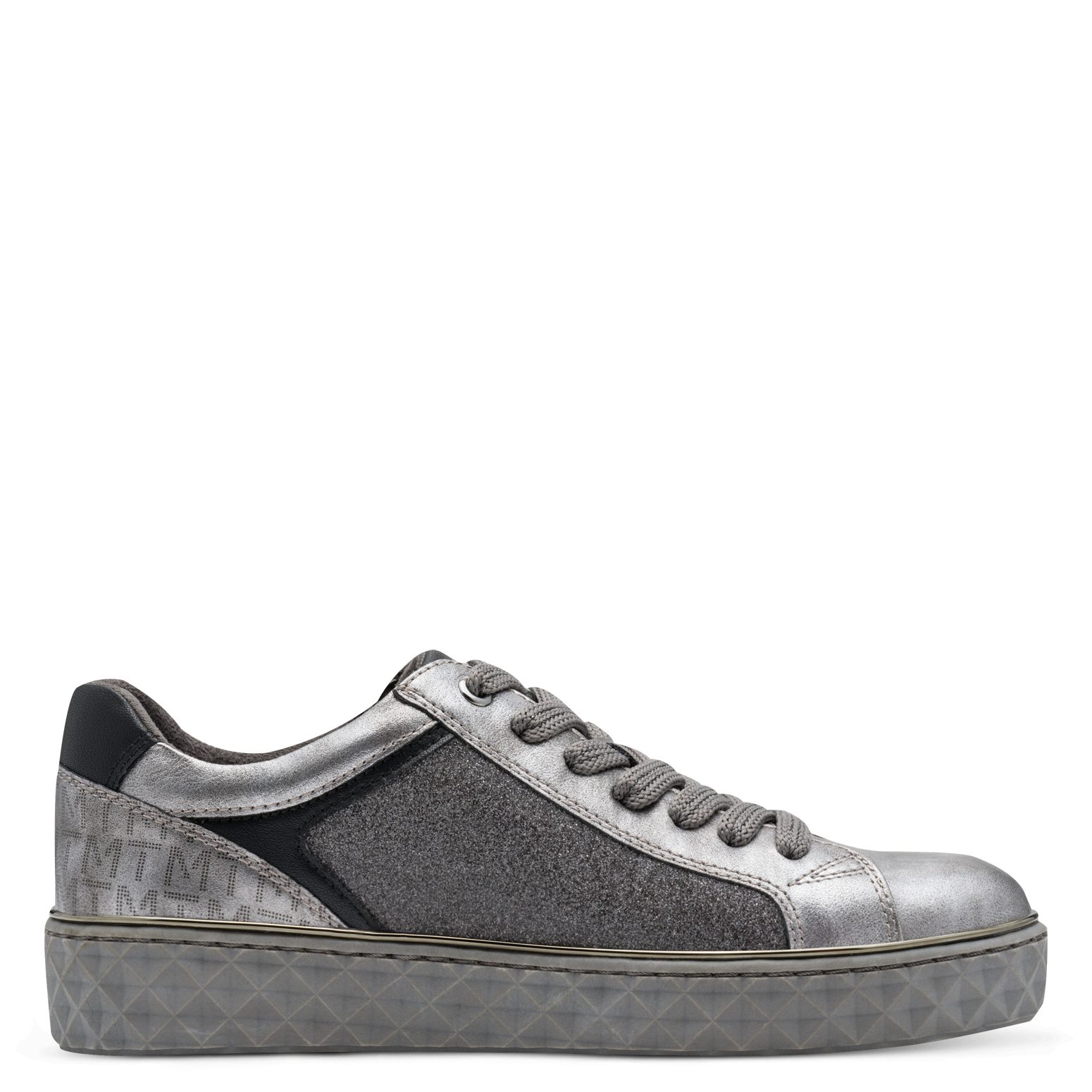 MARCO TOZZI Plateausneaker, Freizeitschuh, Halbschuh, Schnürschuh mit Prägungen im Plateau