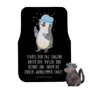 Fußmatte Pinguin Duschen - Schwarz - Geschenk, glücklich sein, Lebensmotto, Sc, Mr. & Mrs. Panda, Höhe: 0.5 mm