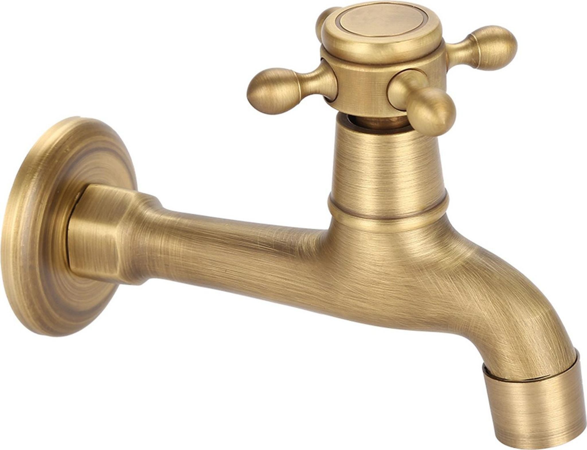 FELIXLEO Badarmatur Wandmontage Vintage Messing Wasserhahn, Einzelkaltwasser, Lang (1-St)