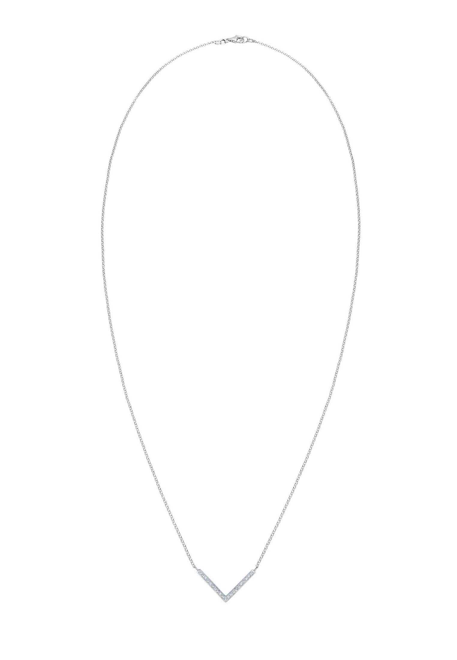 Silber, Elli 925 V-Kette Kette Anhänger Dreieck Kristalle mit Weiß