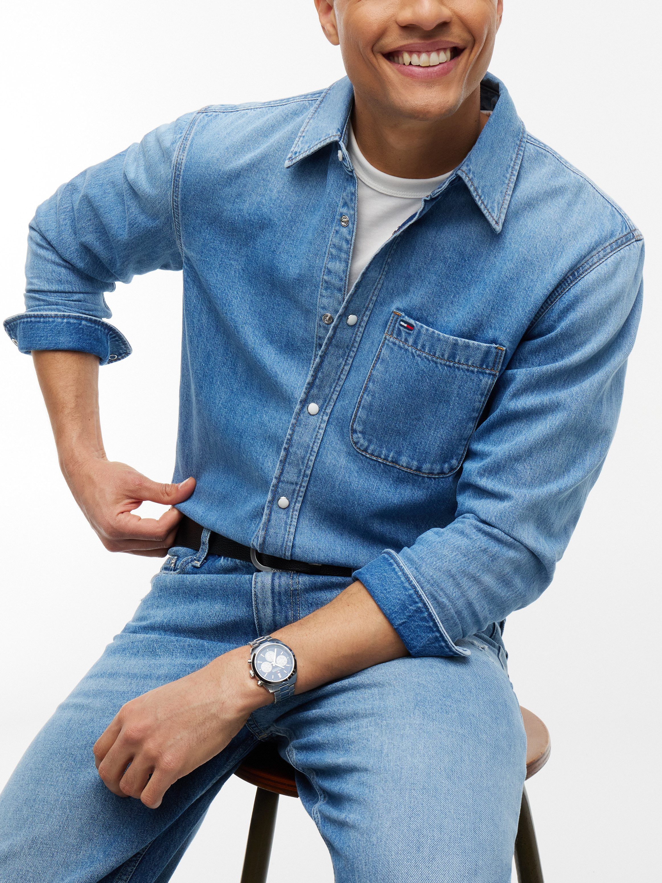 Tommy Jeans Jeanshemd REGULAR SHIRT Regular fit mit Hemdkragen