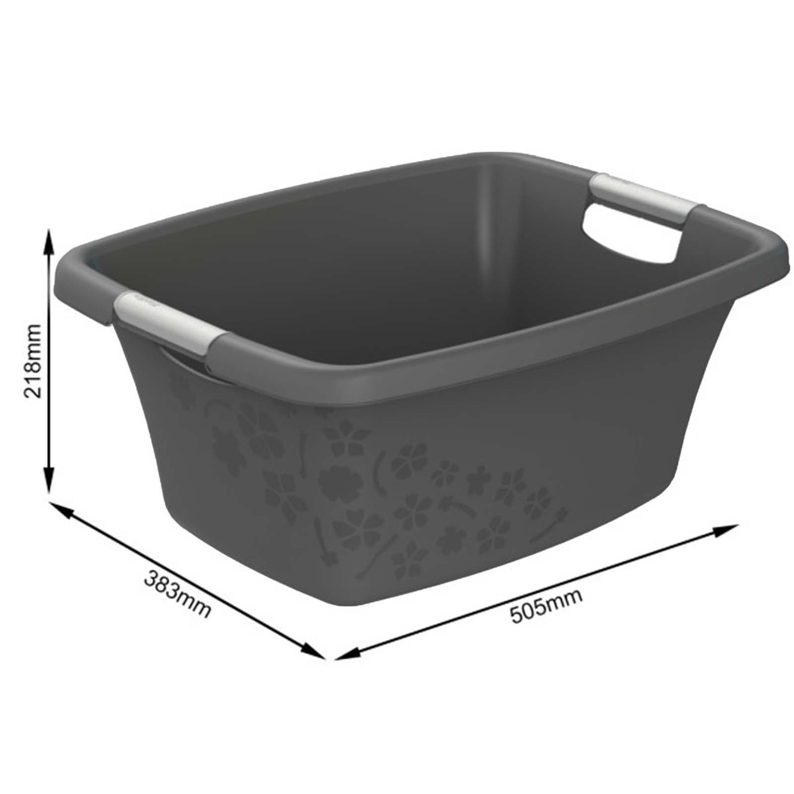 ROTHO Wäschewanne Flowers Wäschekorbset 3 tlg. 12l 25l 50l, Kunststoff (PP) BPA-frei (Wäschewannenset, Set 3-tlg), belastbare Tragegriffe
