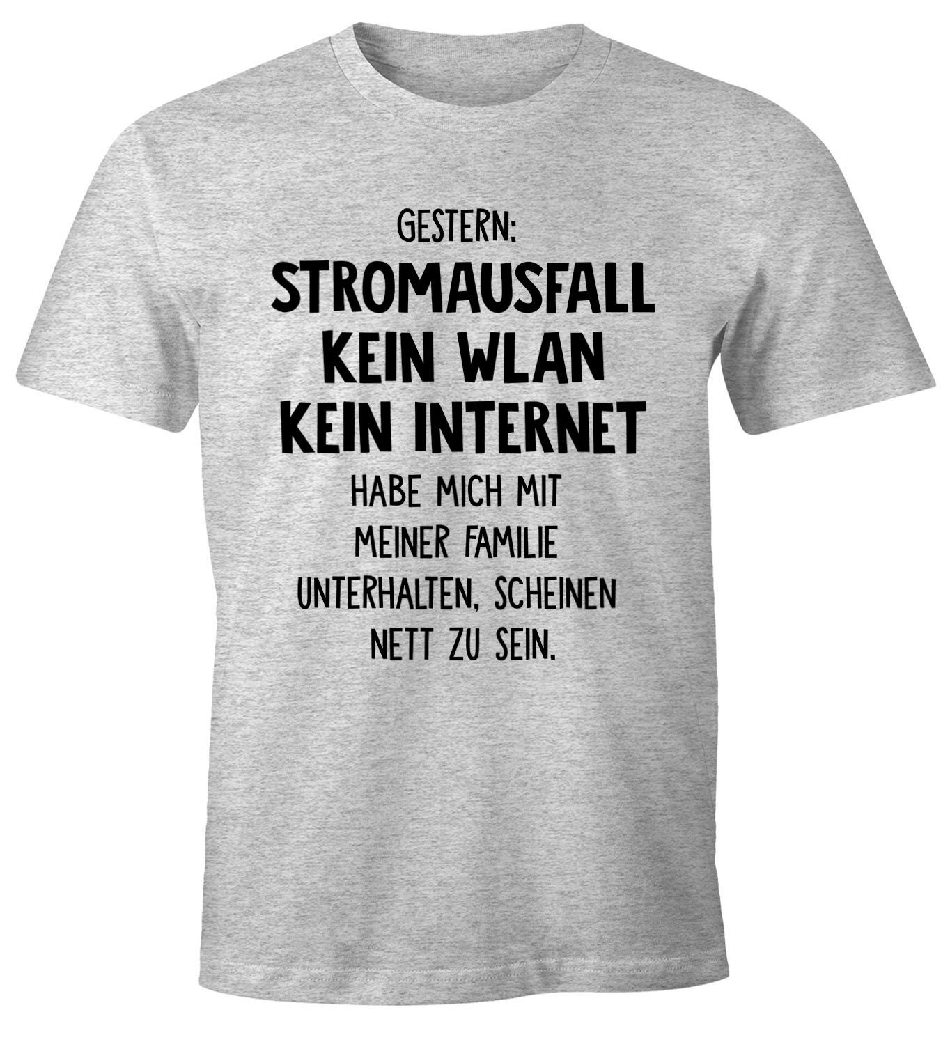 MoonWorks Print-Shirt Herren T-Shirt Gestern: Stromausfall günstig online kaufen
