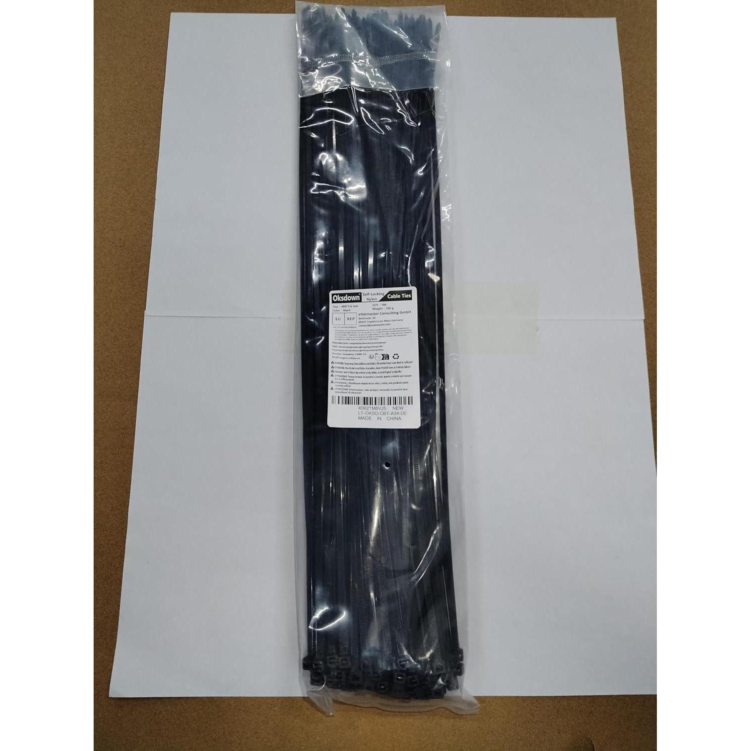 LuxusKollektion Kabelbinder Kabelbinder Schwarz 400mm x 3,6mm Nylon UV 100st