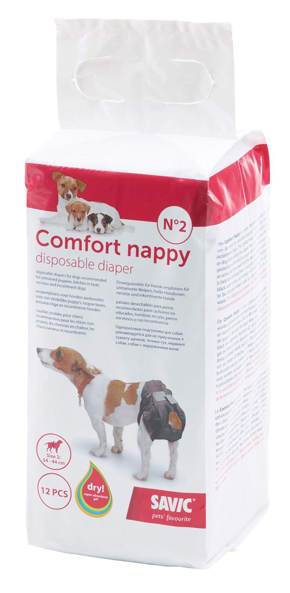 Savic Hundewindel Hundewindel Einwegwindel Schutzhose, für Hunde Comfort Nappy Größe 2 (Taillenumfang: 34-44 cm) schwarz2
