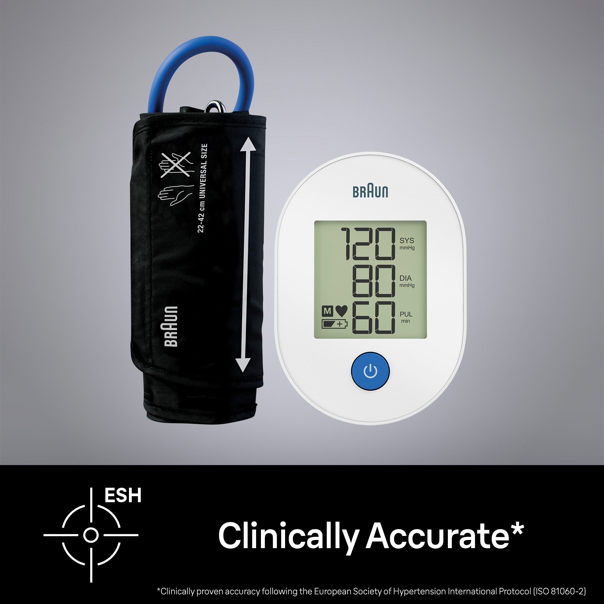 Braun Oberarm-Blutdruckmessgerät ExactFit 1E BUA4000EU, Einfache Bedienung, leicht ablesebares Display, Universalmanschette