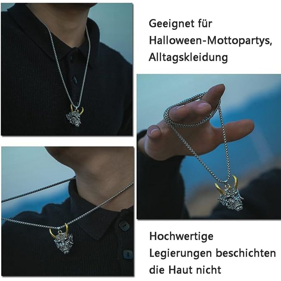 GelldG Flügelanhänger Teufelmaske, Schädel, Modeschmuck, Anhänger, Satan, Totenkopf  Kette