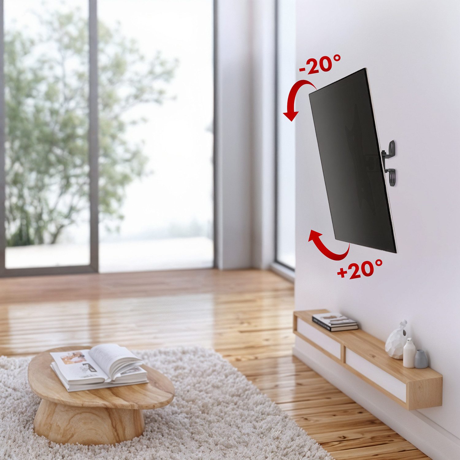 Maclean TV-Wandhalterung MC-501B Multifunktionshalter für TV oder Monitor 23-50", (bis 50,00 Zoll, 1-tlg., Für optimale Betrachtung Neigbar Platzsparend) – Bild 4 von 5