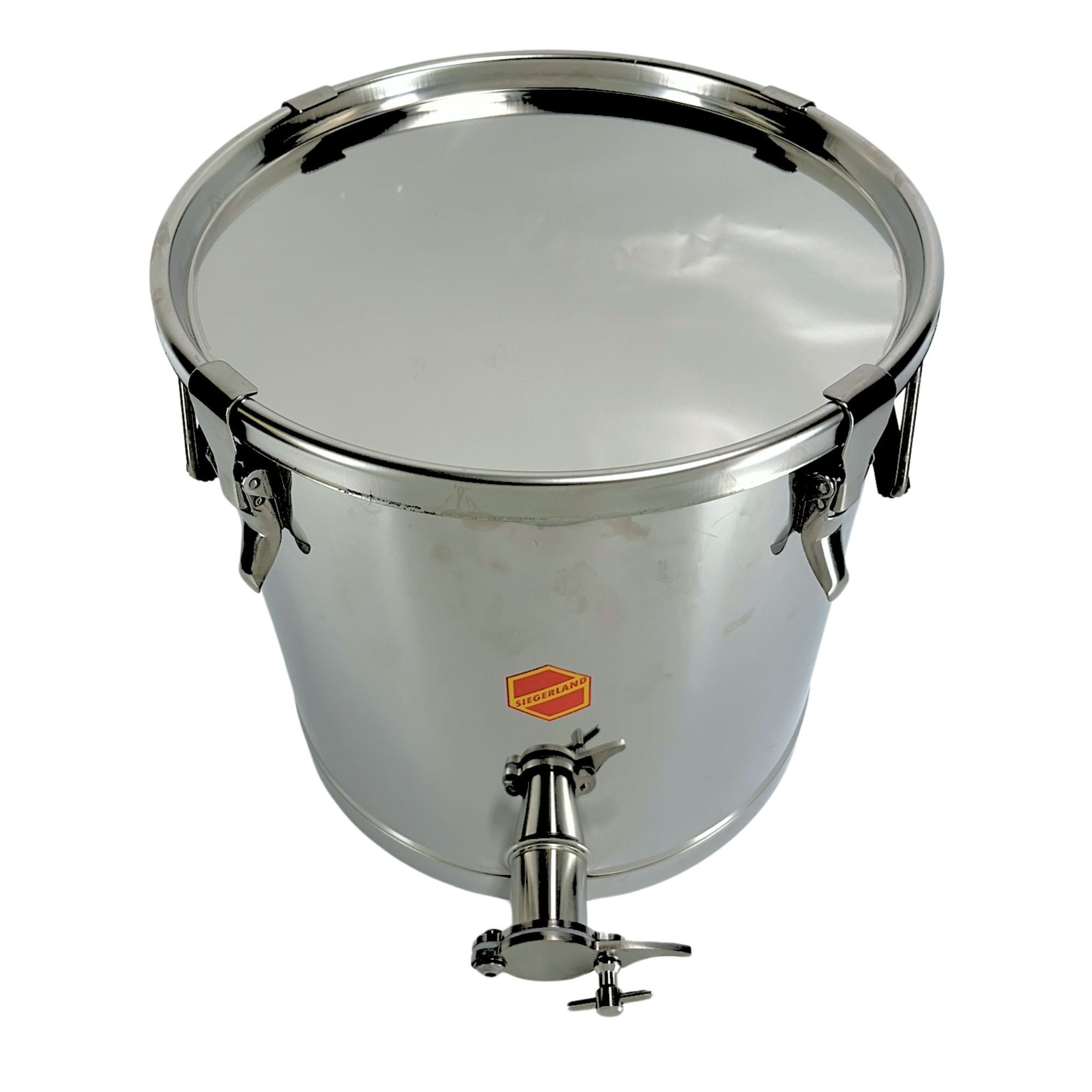 Siegerland Aufbewahrungssystem 25E 25kg Abfüllbehälter Edelstahl mit Klemmdeckel 4 Spannverschlüsse, Abfüllbottich für Honig