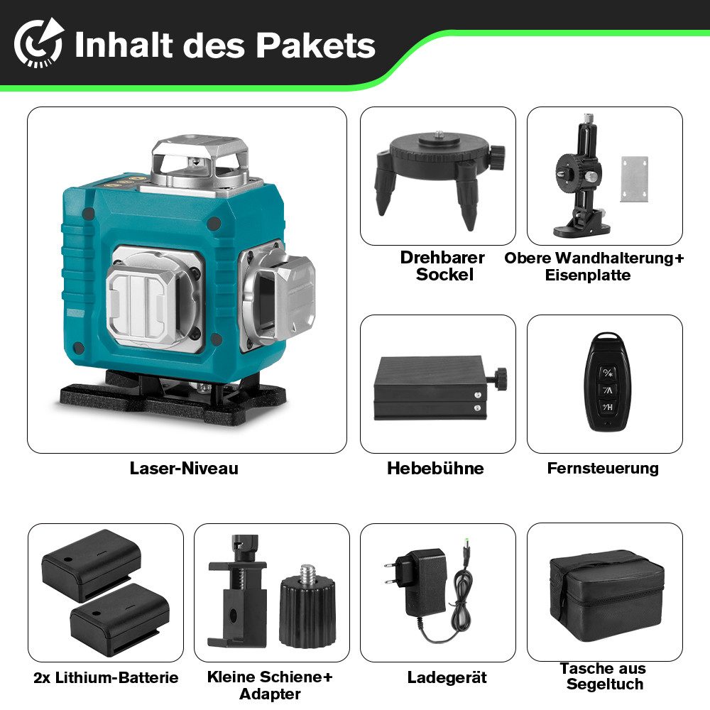 ONEVAN Laserwasserwaage 4D 16 Linien, 4×360° günstig online kaufen
