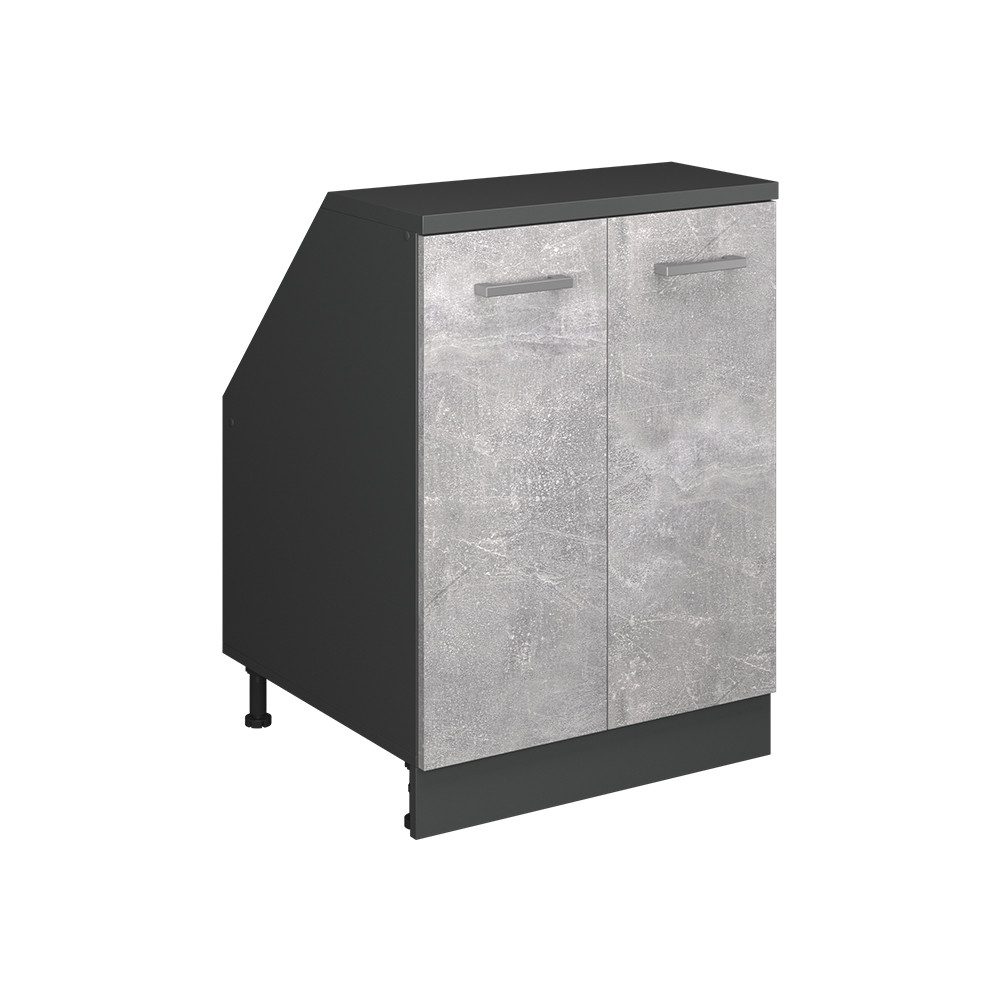 Vicco Unterschrank R-Line, Beton/Anthrazit, 60 cm mit 2 Türen, Schrankkorpus 60 cm Tiefe (1-St)