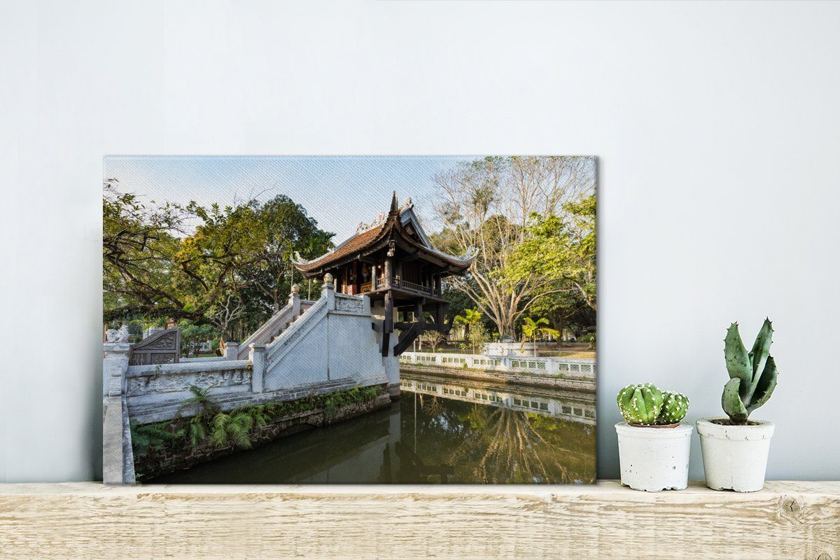 Tempel Leinwandbilder, OneMillionCanvasses® St), Ein-Säulen-Pagode (1 Leinwandbild Vietnam, Aufhängefertig, Wandbild cm Wanddeko, Hanoi in 30x20