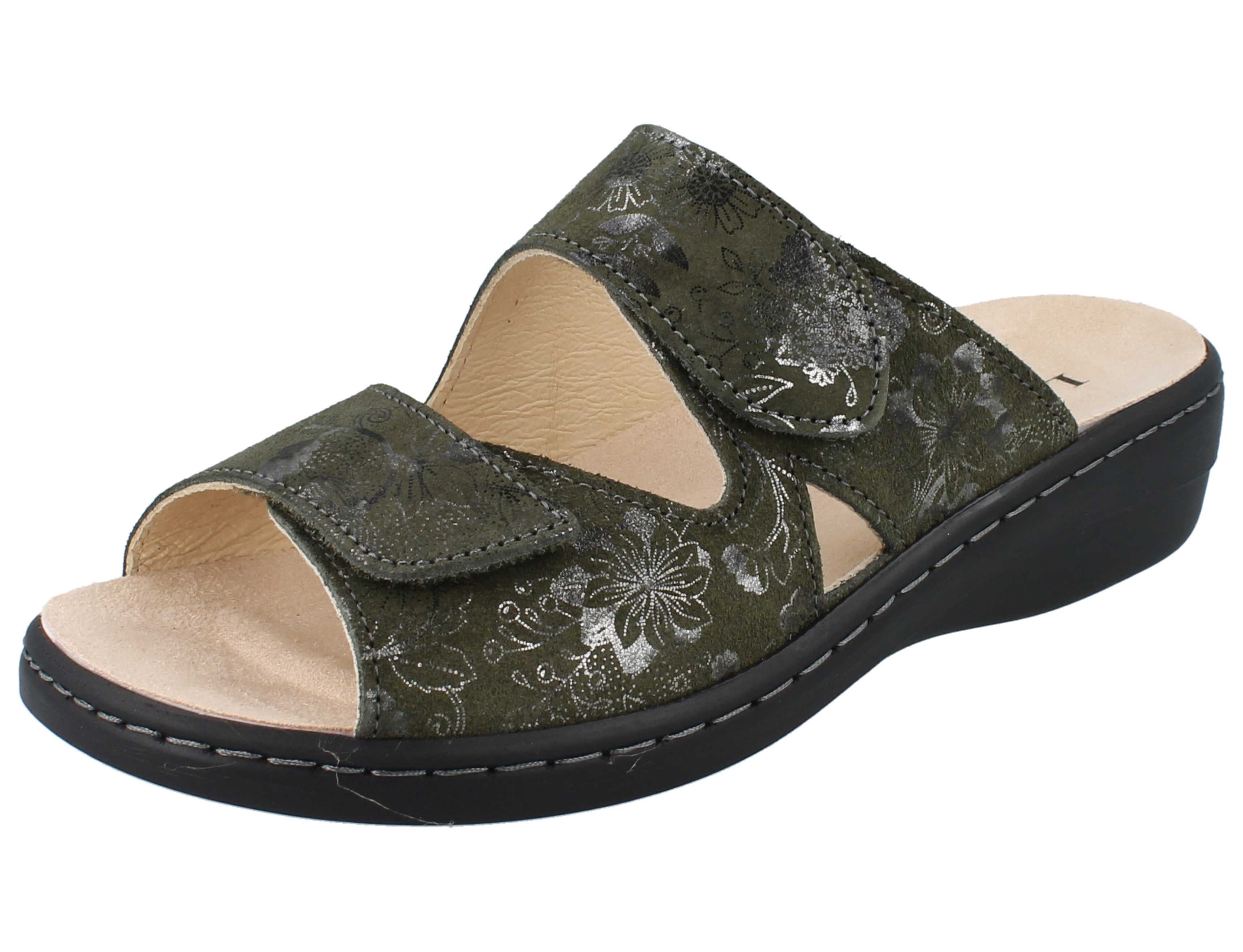 Longo LONGO Damen Pantolette grün khaki Nubukleder - Größe: 40 Pantolette Wechselfußbett