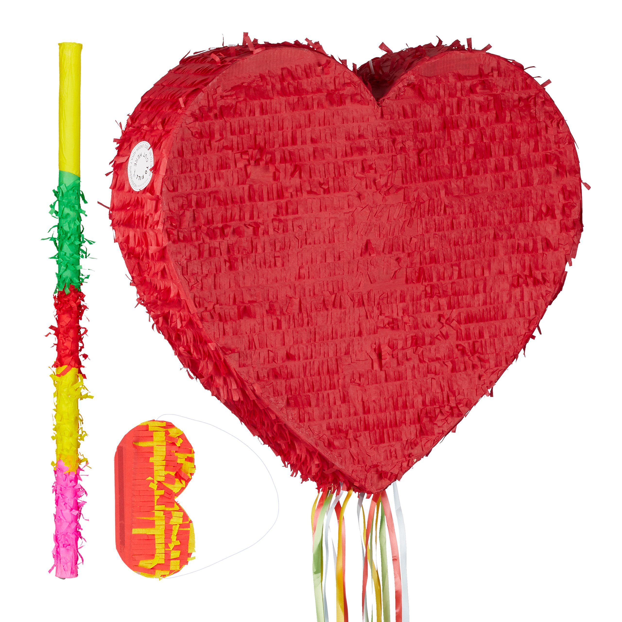 relaxdays Pinata 3-teiliges Pinata Set Herz
