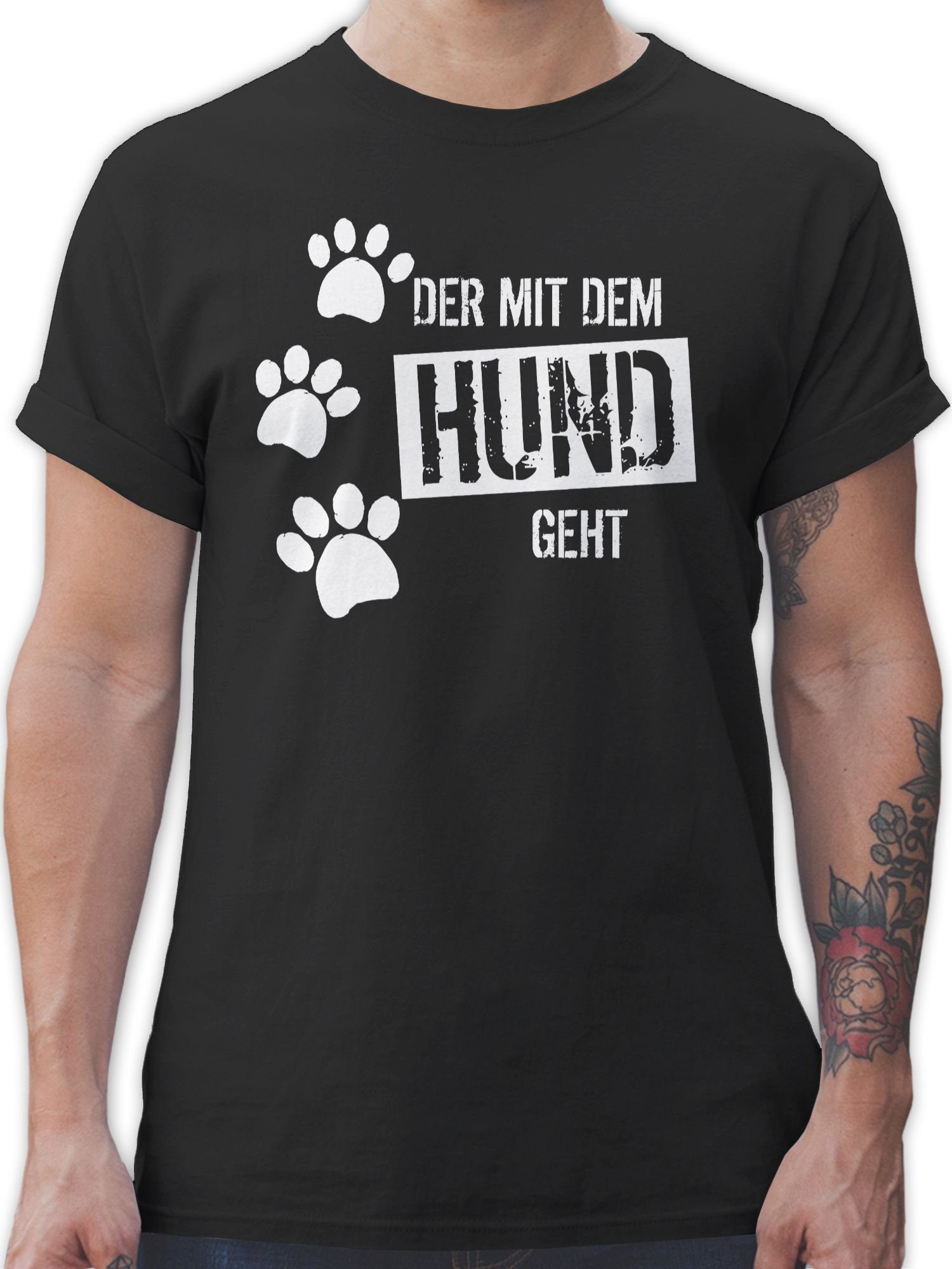 geht Hund für Geschenk dem mit T-Shirt Hundebesitzer Der Shirtracer Schwarz 01