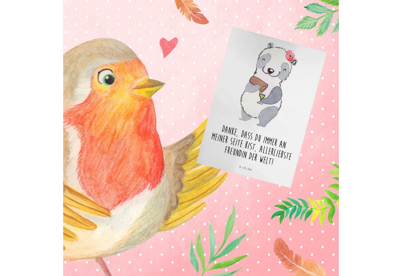 Thumbnail - Mr. & Mrs. Panda Grußkarte Beste Freundin - Weiß - Geschenk, bestes Geschenk, Besonderer Moment, Einzigartiges Design