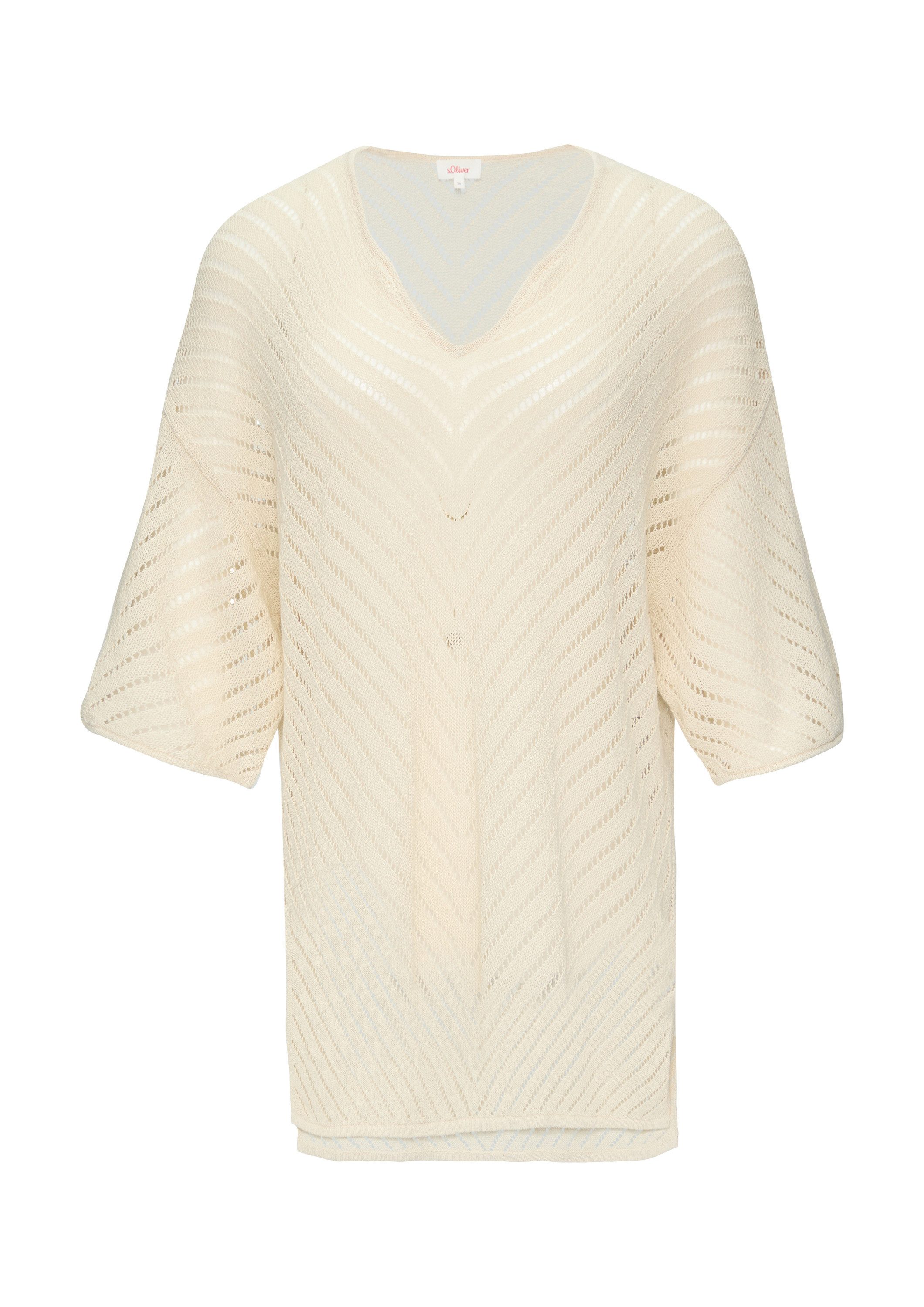 s.Oliver 3/4 Arm-Pullover Strickpullover Stricktunika mit Lochmuster günstig online kaufen