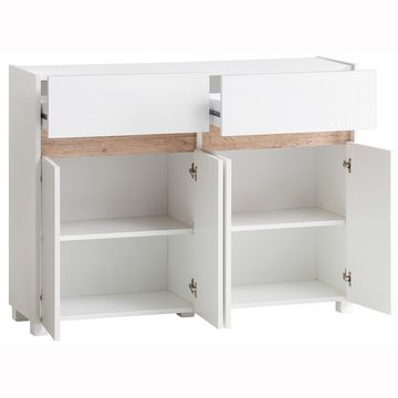 Lomadox Garderoben-Set CORATO-80, (Spar-Set, 4-St), Flurgarderobe Garderobenpaneel Flurschrank Sideboard weiß Eiche