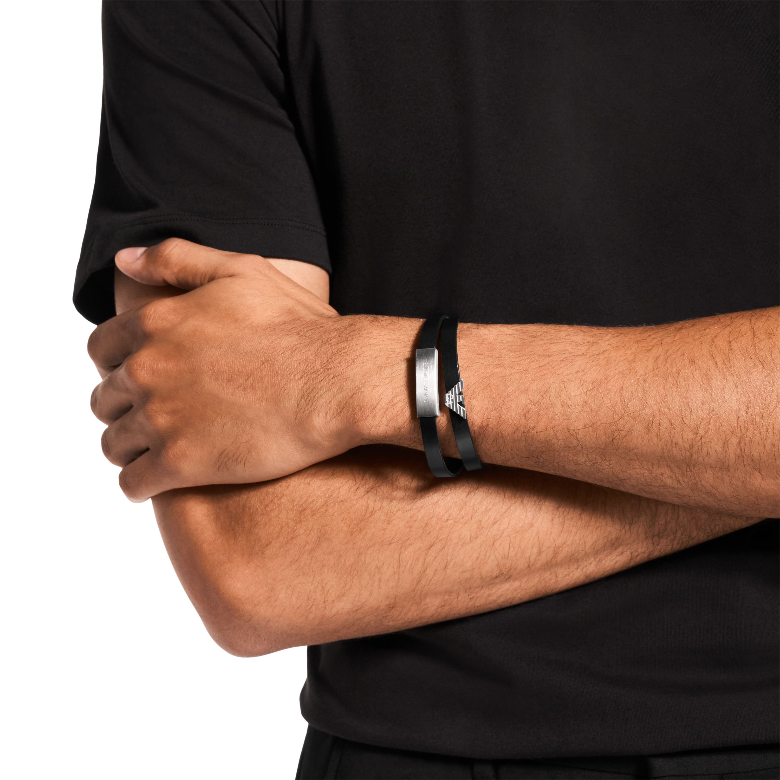 Emporio Armani Wickelarmband Schmuck Geschenk Edelstahl, Leder – Bild 3 von 3