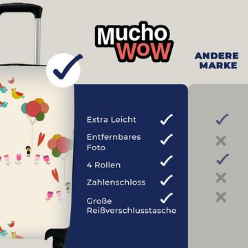 MuchoWow Handgepäckkoffer Mädchen - Luftballons - Blumen - Muster - Mädchen - Kinder - Kinder, 4 Rollen, Reisetasche mit rollen, Handgepäck für Ferien, Trolley, Reisekoffer