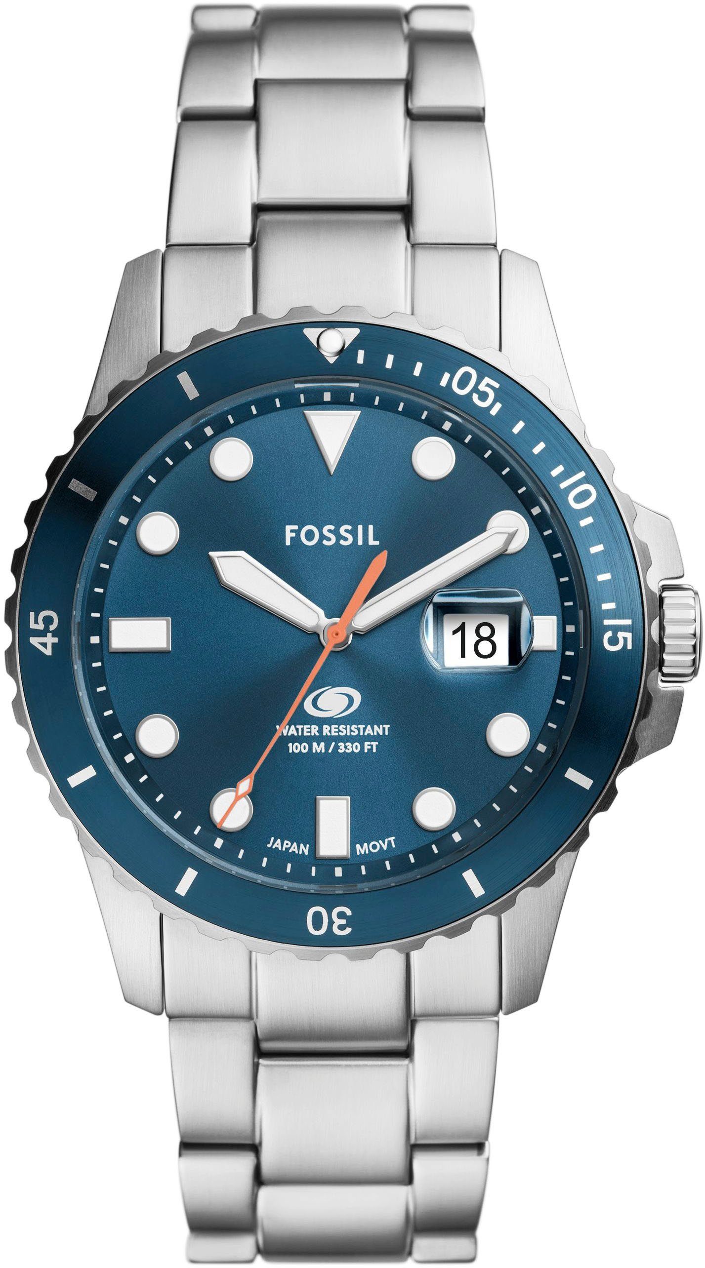 Fossil Quarzuhr FOSSIL BLUE DIVE, Armbanduhr, Herrenuhr, Datum, analog