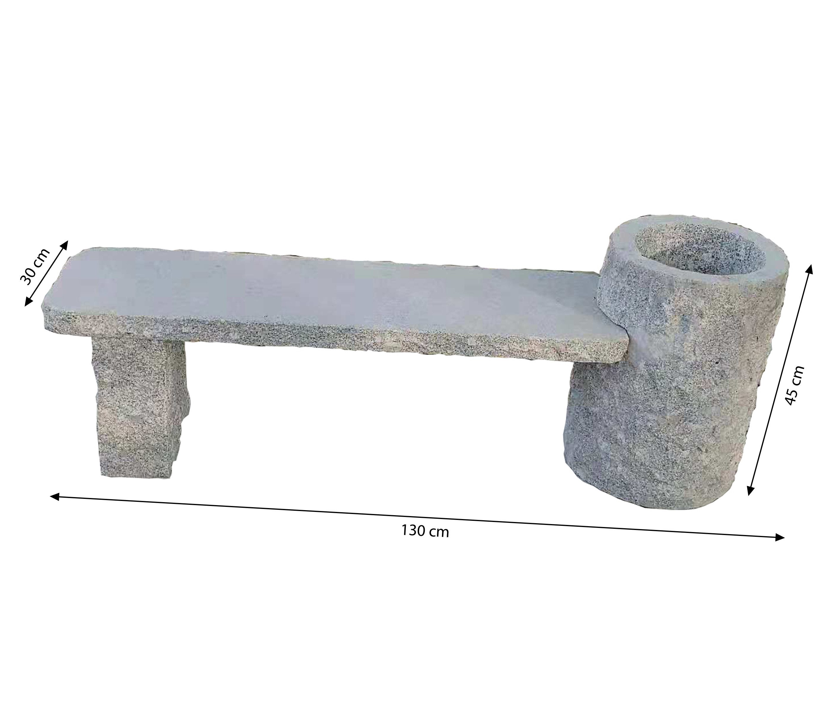 Dehner Gartenbank Flora mit Pflanztrog, 130 x 45 x 30 cm, Granit, Sitzfläche und Füße aus hochwertigem Granit, moderne Gestaltung