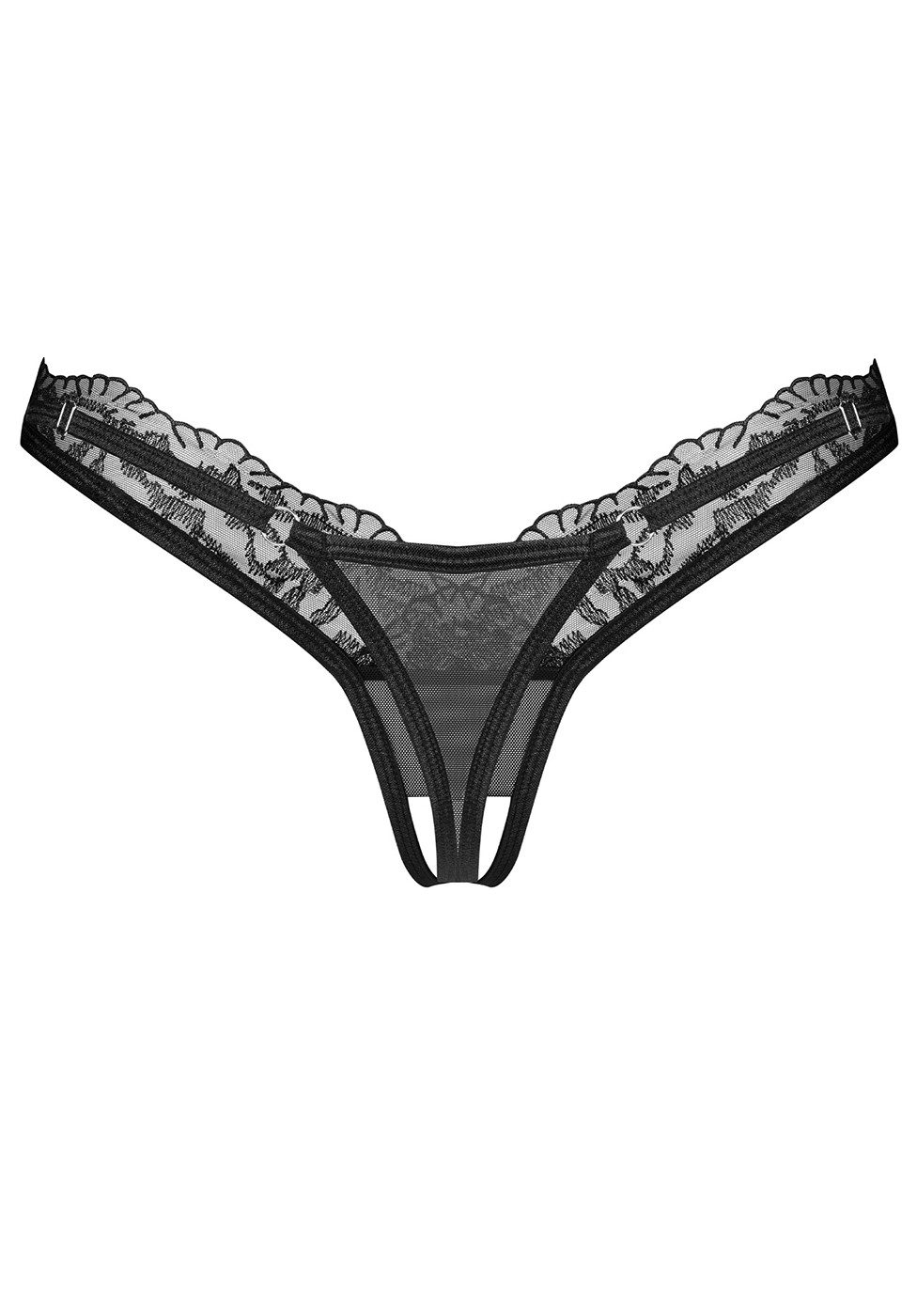 Obsessive String Arrowel Ouvert-String mit zarter Spitze - schwarz (1-St) auffälliges Vorderteil und verstellbare Bänder
