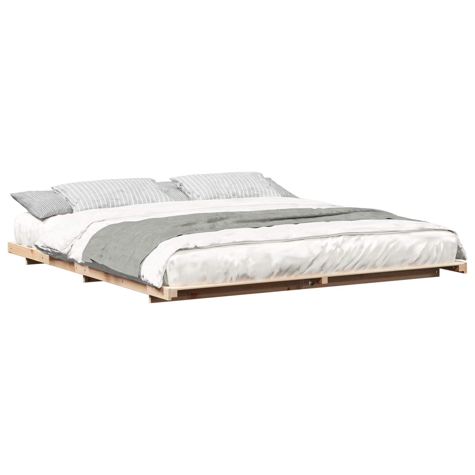 vidaXL Bett Bettrahmen Braun 200 x 220 cm Massives Kiefernholz (1-tlg)