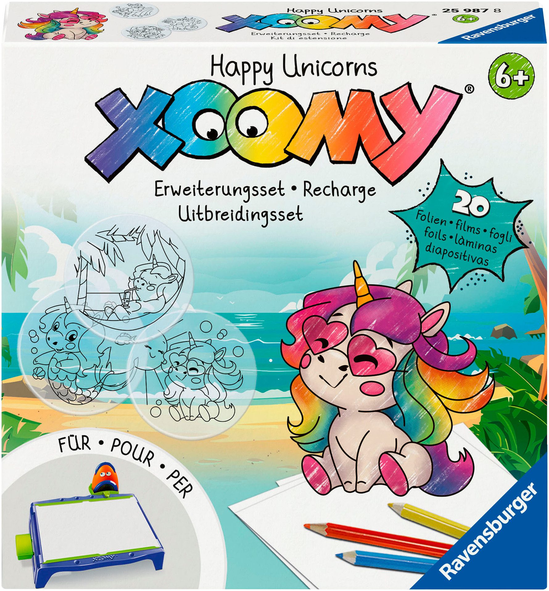 Ravensburger Malvorlage Xoomy, Erweiterungsset Happy Unicorns, Made in Europe