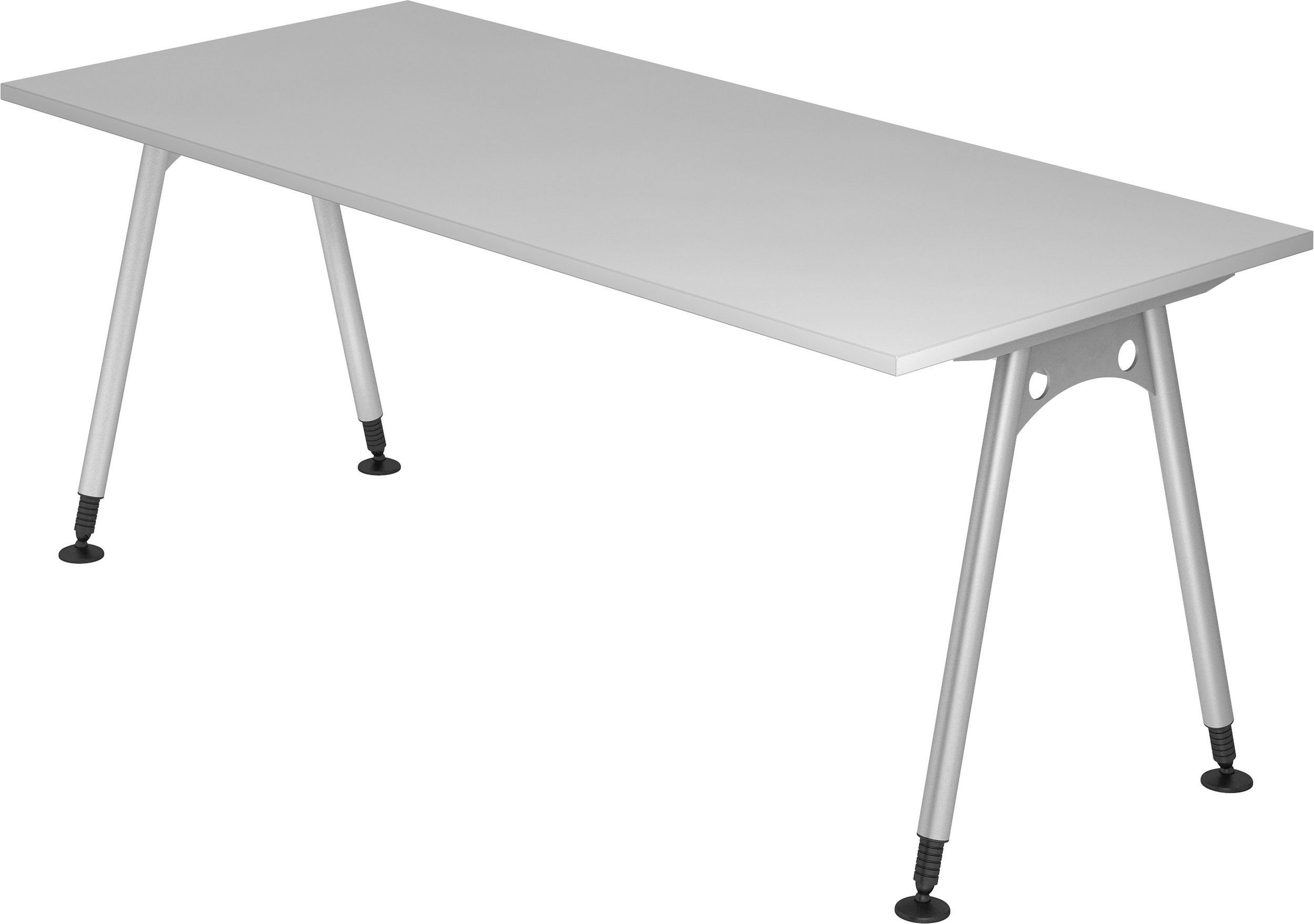bümö Schreibtisch Schreibtisch Serie-A, Rechteck: 180 x 80 cm - Dekor: Grau