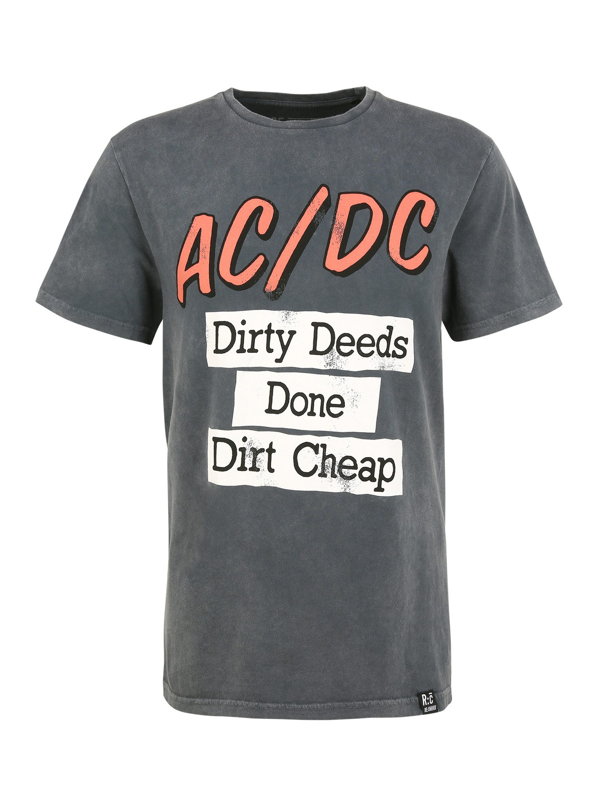 Recovered T-Shirt ACDC Dirty Deeds Done Cheap Washed Grey im zeitlosen Design