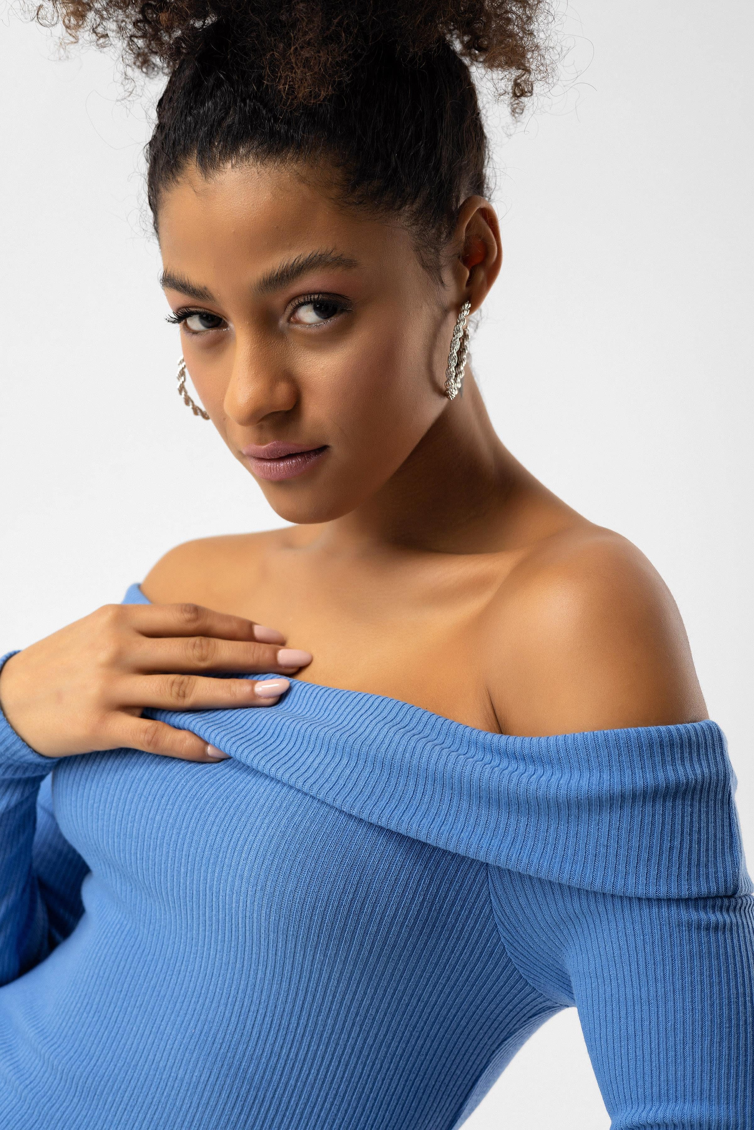 No Matter What Blusentop Schulterfreie, schmale Langarmbluse günstig online kaufen