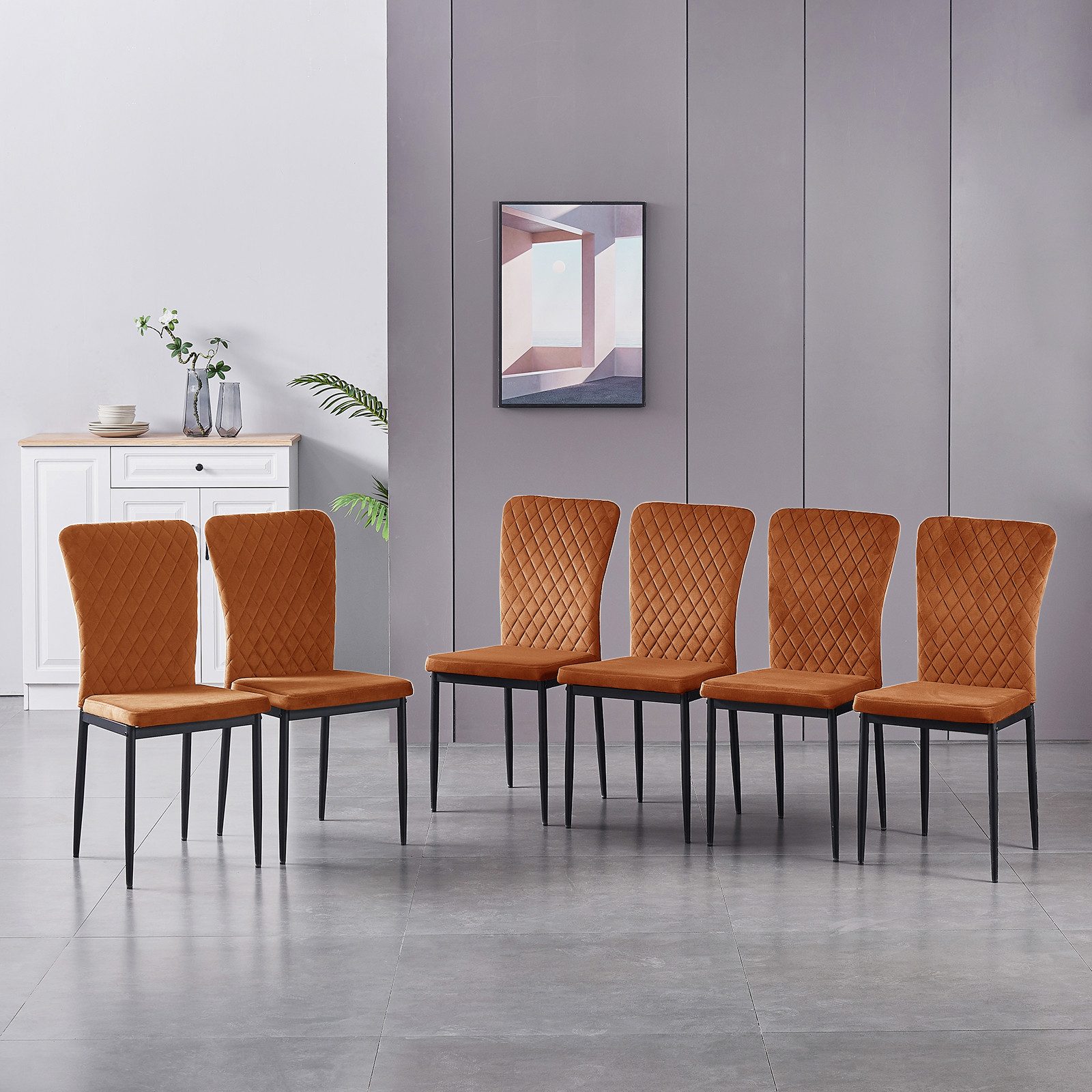 JYMTOM Esszimmerstuhl Samt/Kunstleder, hoher Lehne, Metallgestell, günstig online kaufen